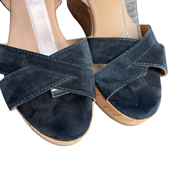 Cordani Candy Platform Cork Wedge Open-Toe Sandal Navy Blue EU Size 37