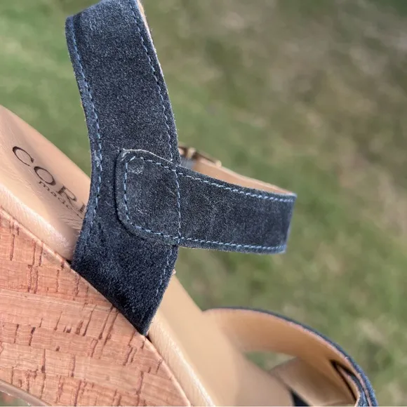 Cordani Candy Platform Cork Wedge Open-Toe Sandal Navy Blue EU Size 37