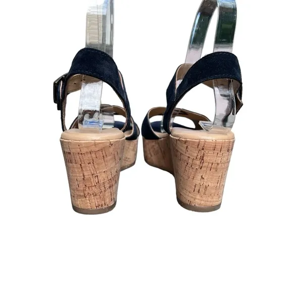 Cordani Candy Platform Cork Wedge Open-Toe Sandal Navy Blue EU Size 37