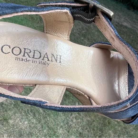 Cordani Candy Platform Cork Wedge Open-Toe Sandal Navy Blue EU Size 37