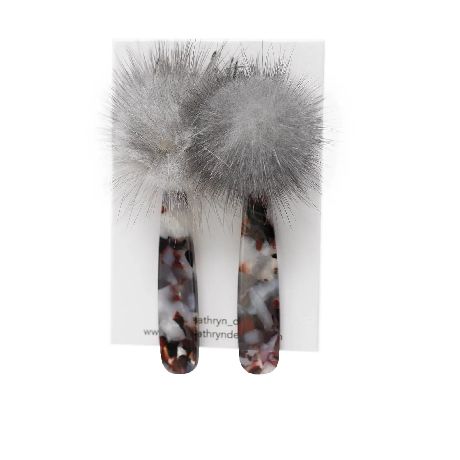 Crimson   Grey Puff Earrings