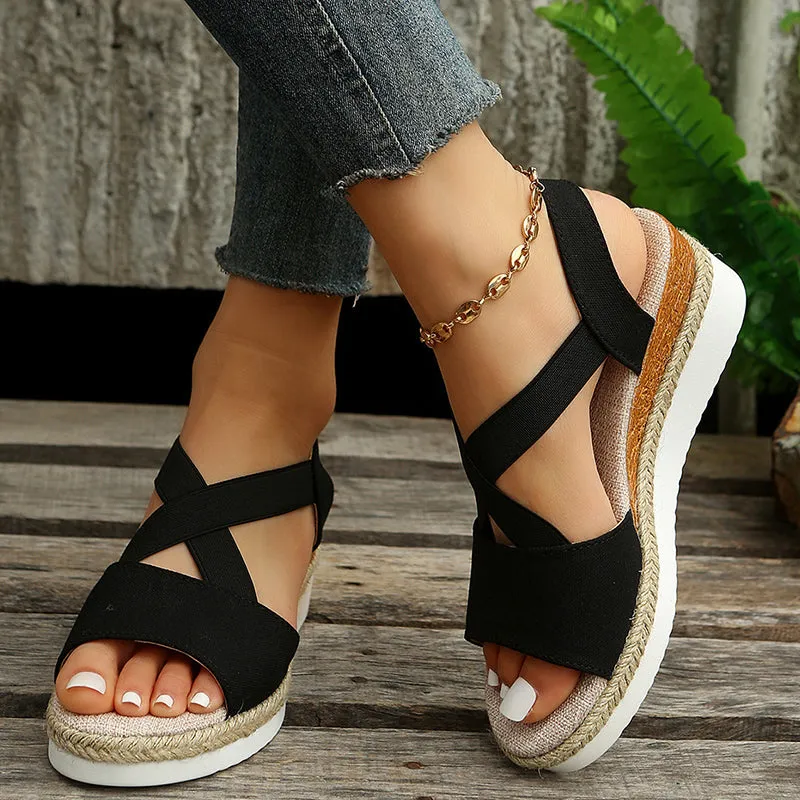 Cross-strap Wedge Summer Sandals