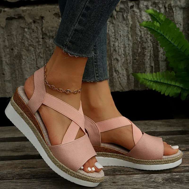 Cross-strap Wedge Summer Sandals