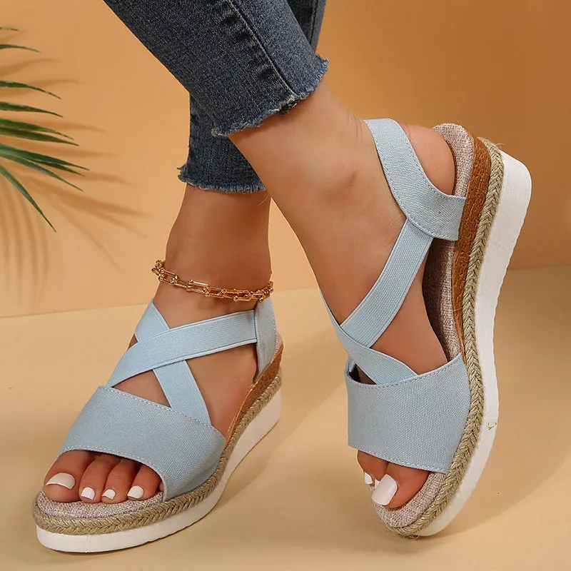 Cross-strap Wedge Summer Sandals