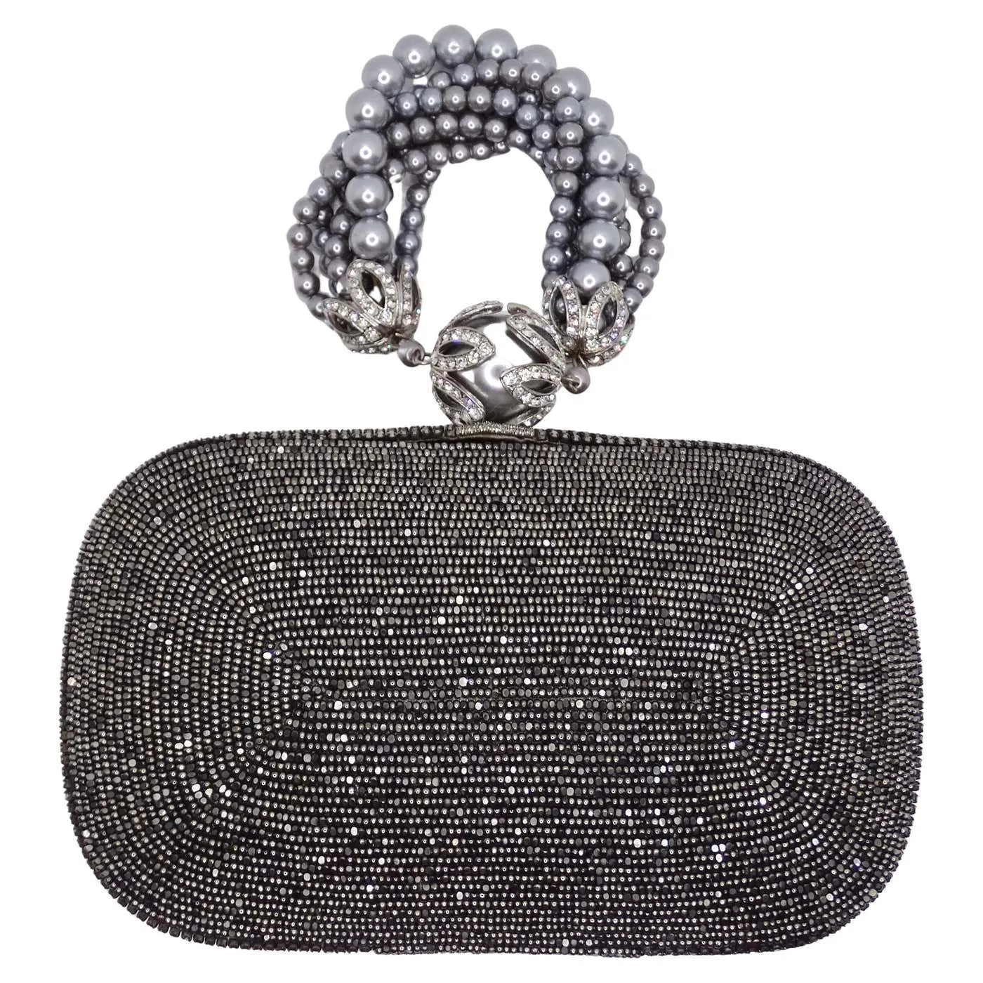 Crystal Embellished Faux Pearl Clutch Bag