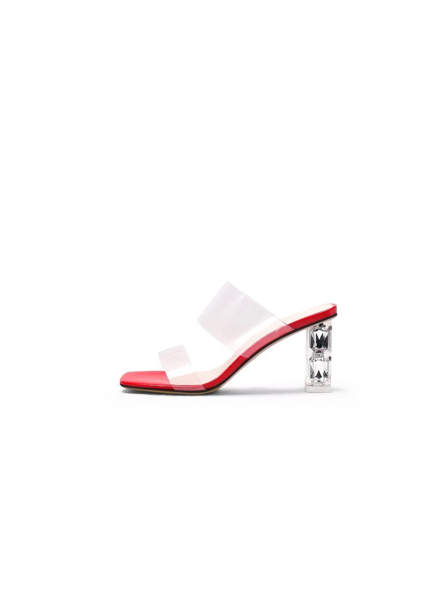 Crystal Heel Coral Slide