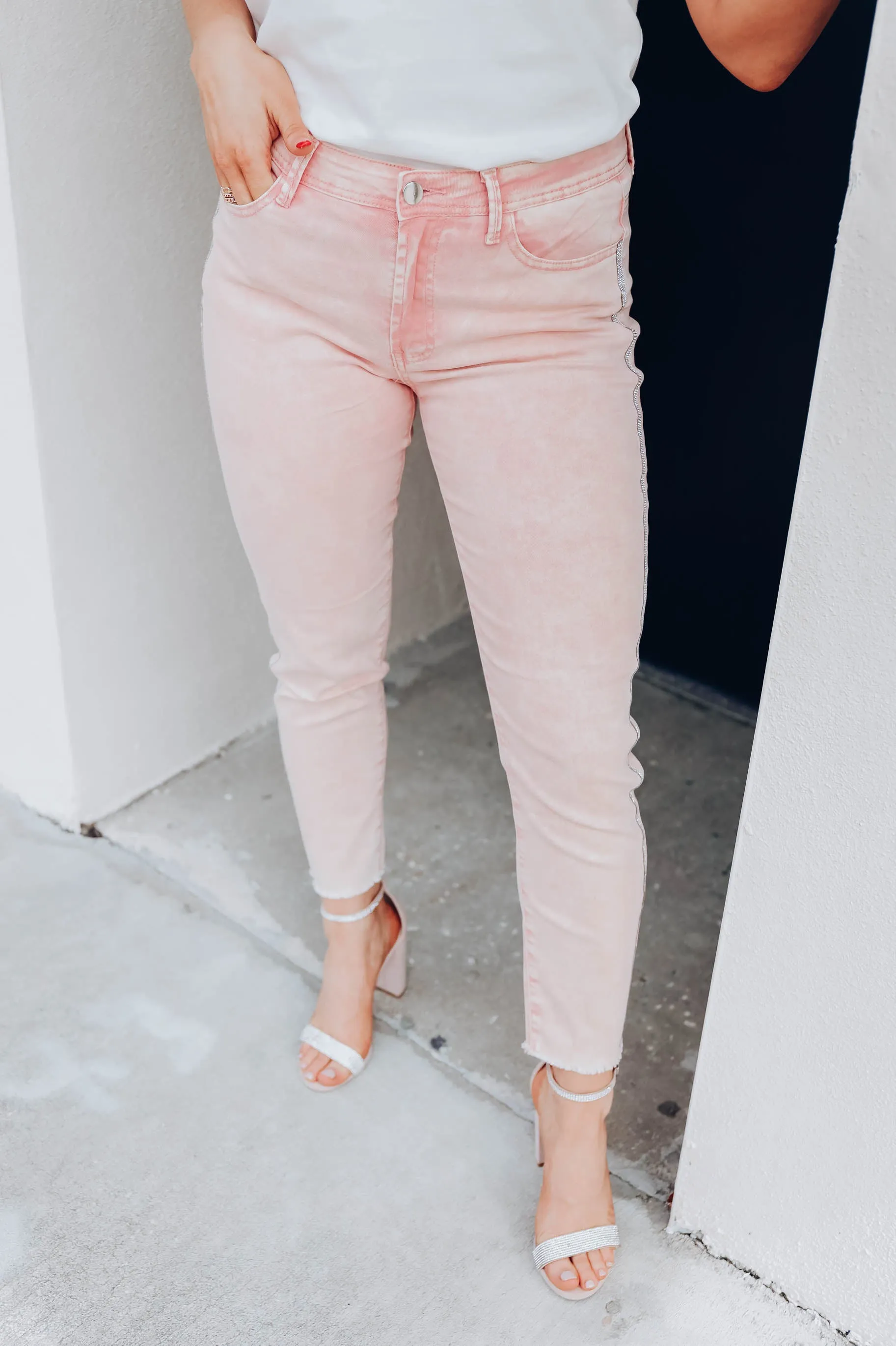 Crystal Pink Skinny Jeans