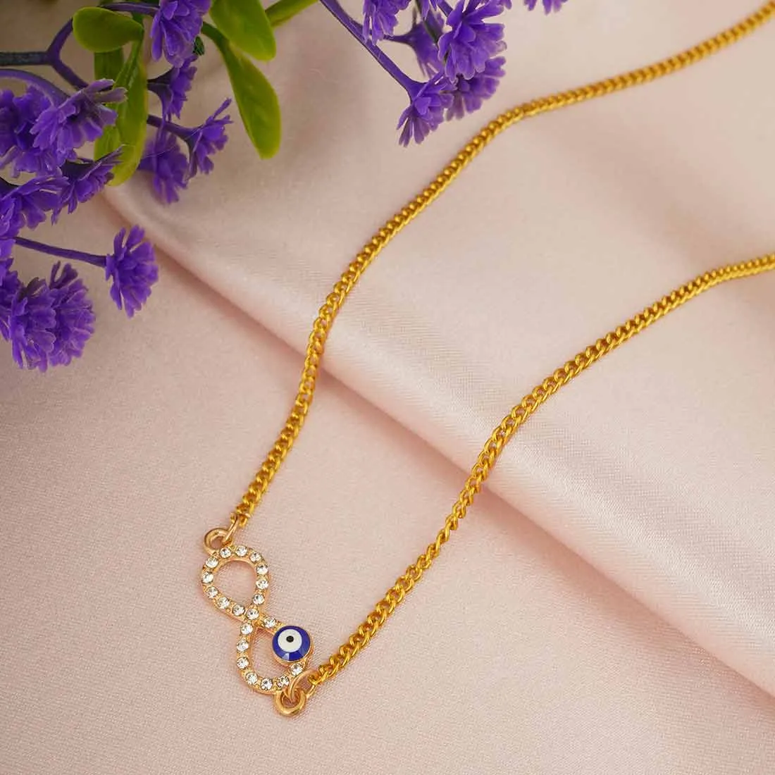 Crystal Studded Infinity Evil Eye Necklace