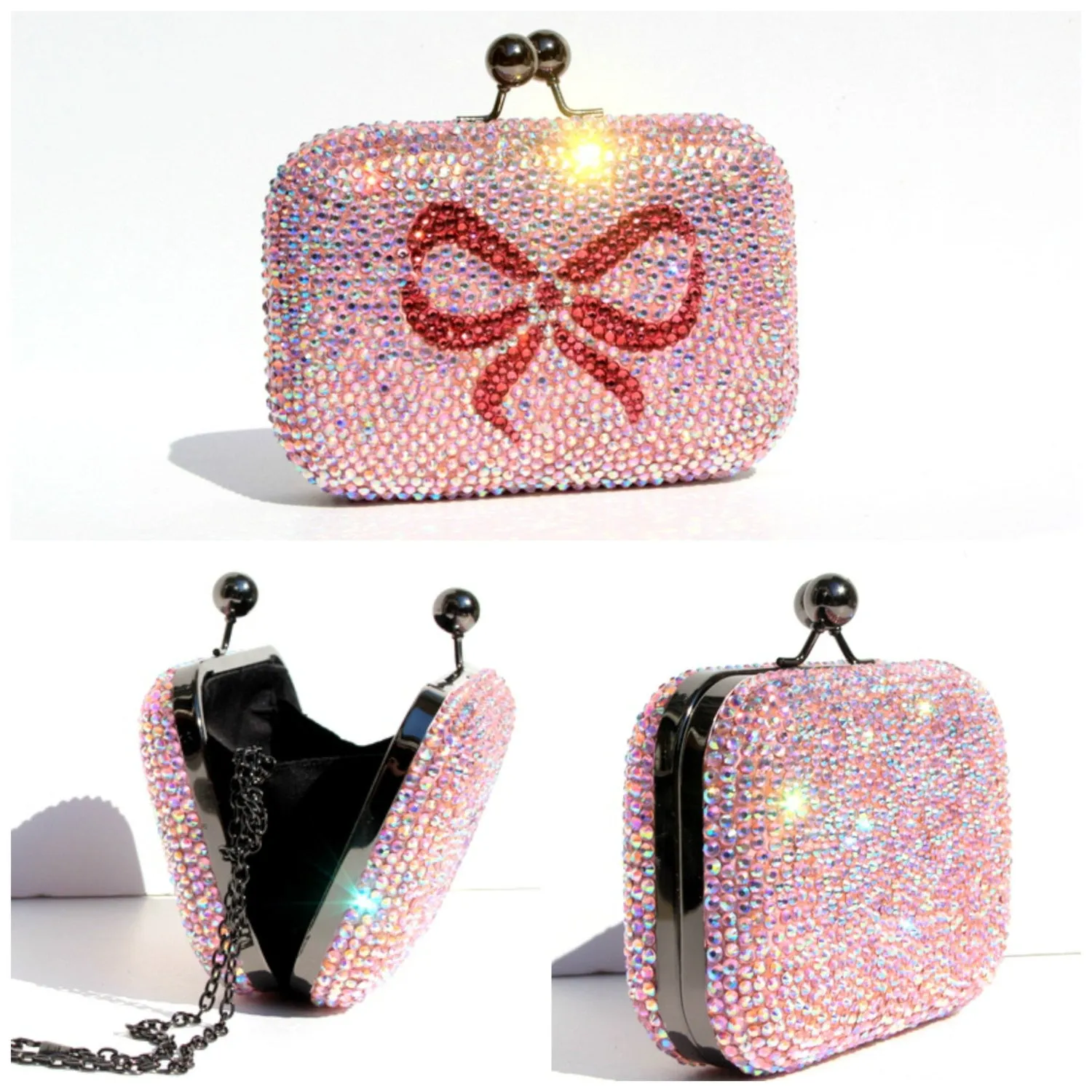 Custom Color AB Crystal Clutch with Bow