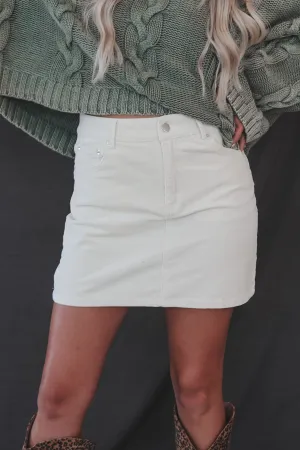 DEAL Call Me Out Cream Corduroy Skirt