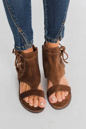 Diba True Leather Day Camp Sandals - Chestnut Suede
