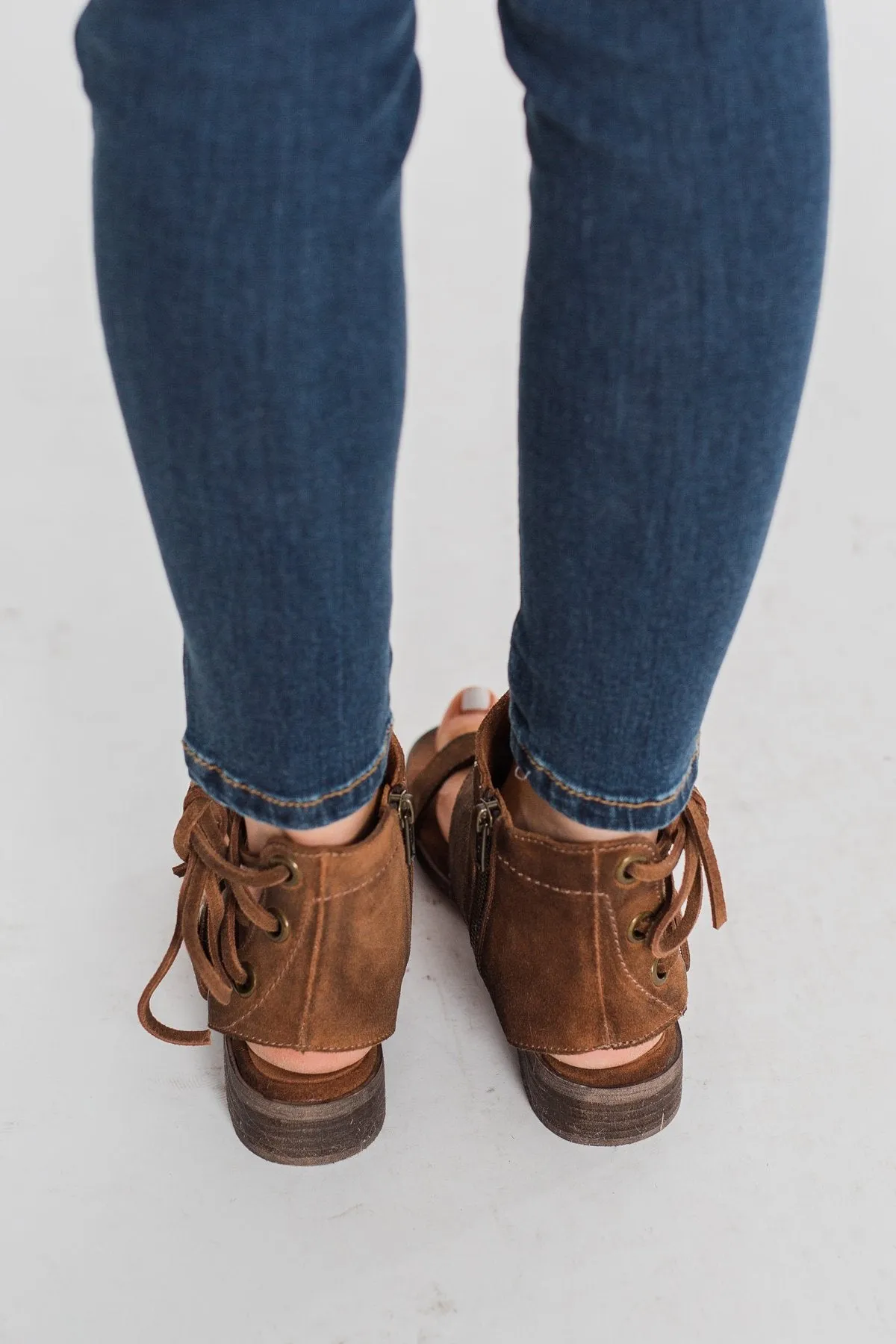 Diba True Leather Day Camp Sandals - Chestnut Suede