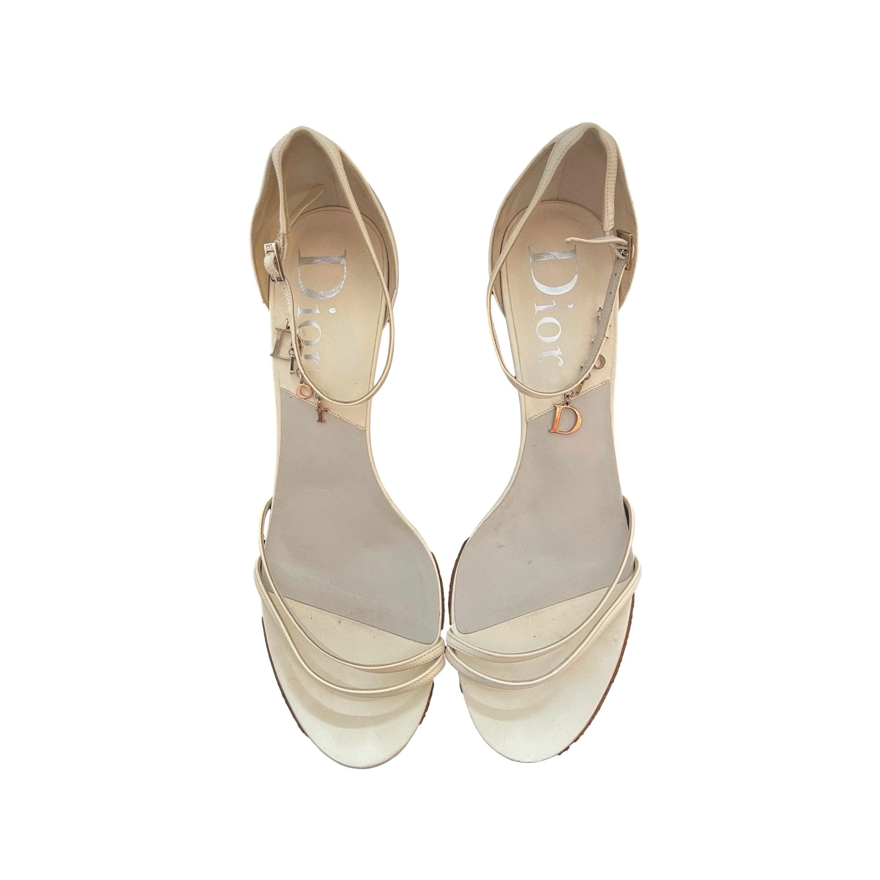 Dior White Charm Strappy Heels