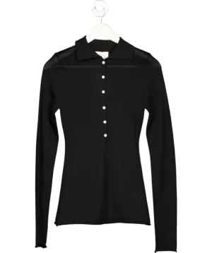 DISSH Black Jane Merino Wool Polo Knit Top UK XS