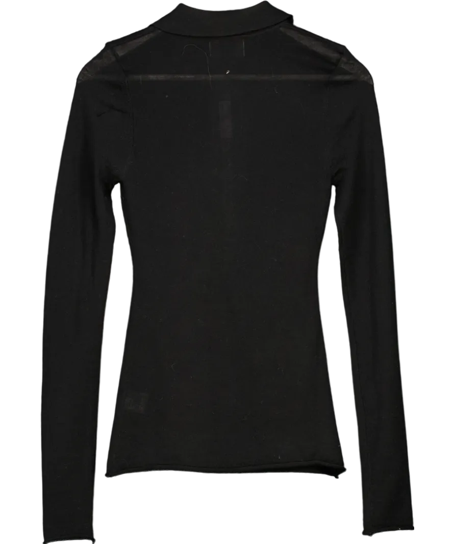DISSH Black Jane Merino Wool Polo Knit Top UK XS