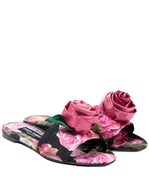 Dolce&Gabbana Floral Appliqué Slides