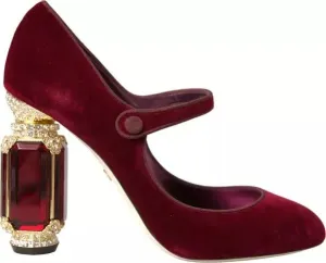 Dolce&Gabbana Women Bordeaux Pumps Cotton Blend Solid Mary Jane Heel Shoes EU 40