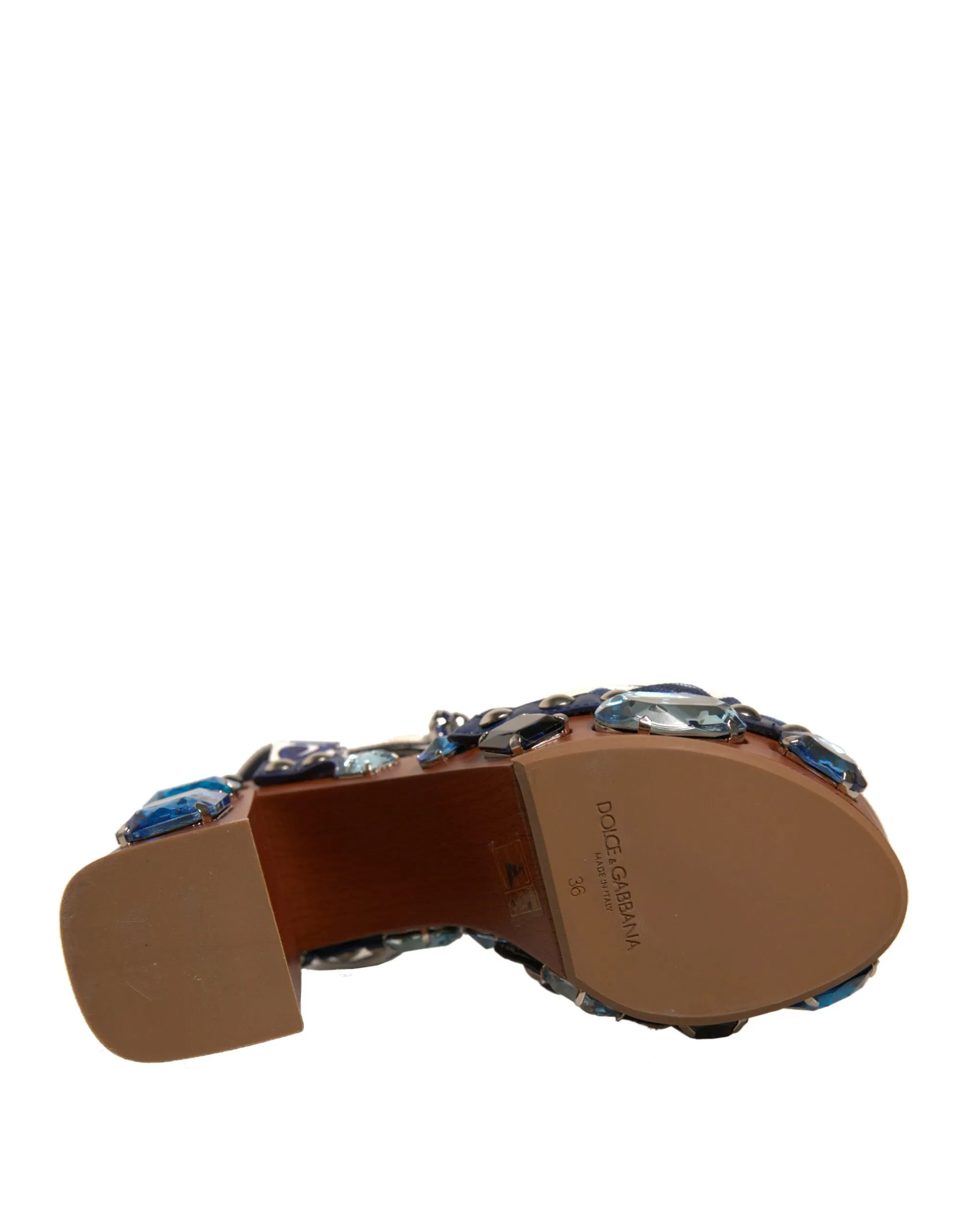 Dolce&Gabbana Women Brown Sandals Leather Majolica Print Ankle Strap Shoes EU 36