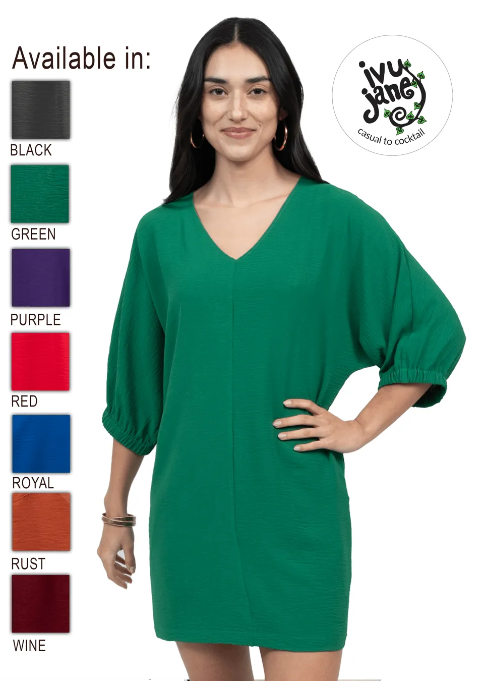 DOLMAN V NECK DRESS