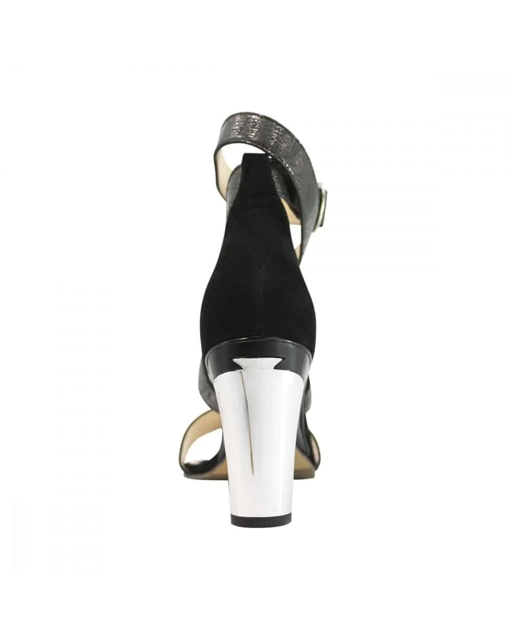 Dominy Black Strappy Sandal in Black Nubuck