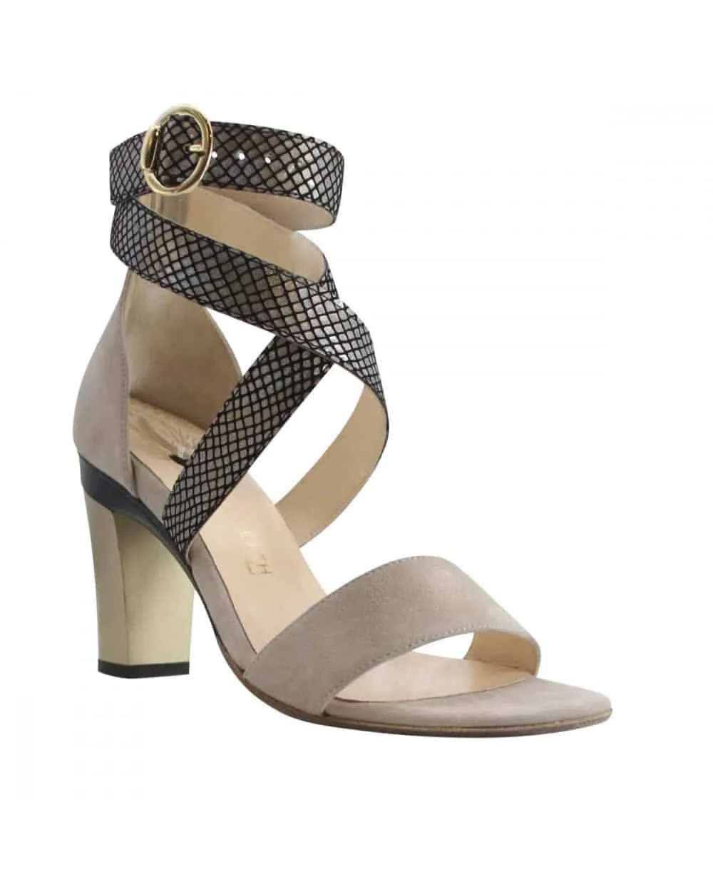 Dominy Strappy Sandal in Nude Nubuck
