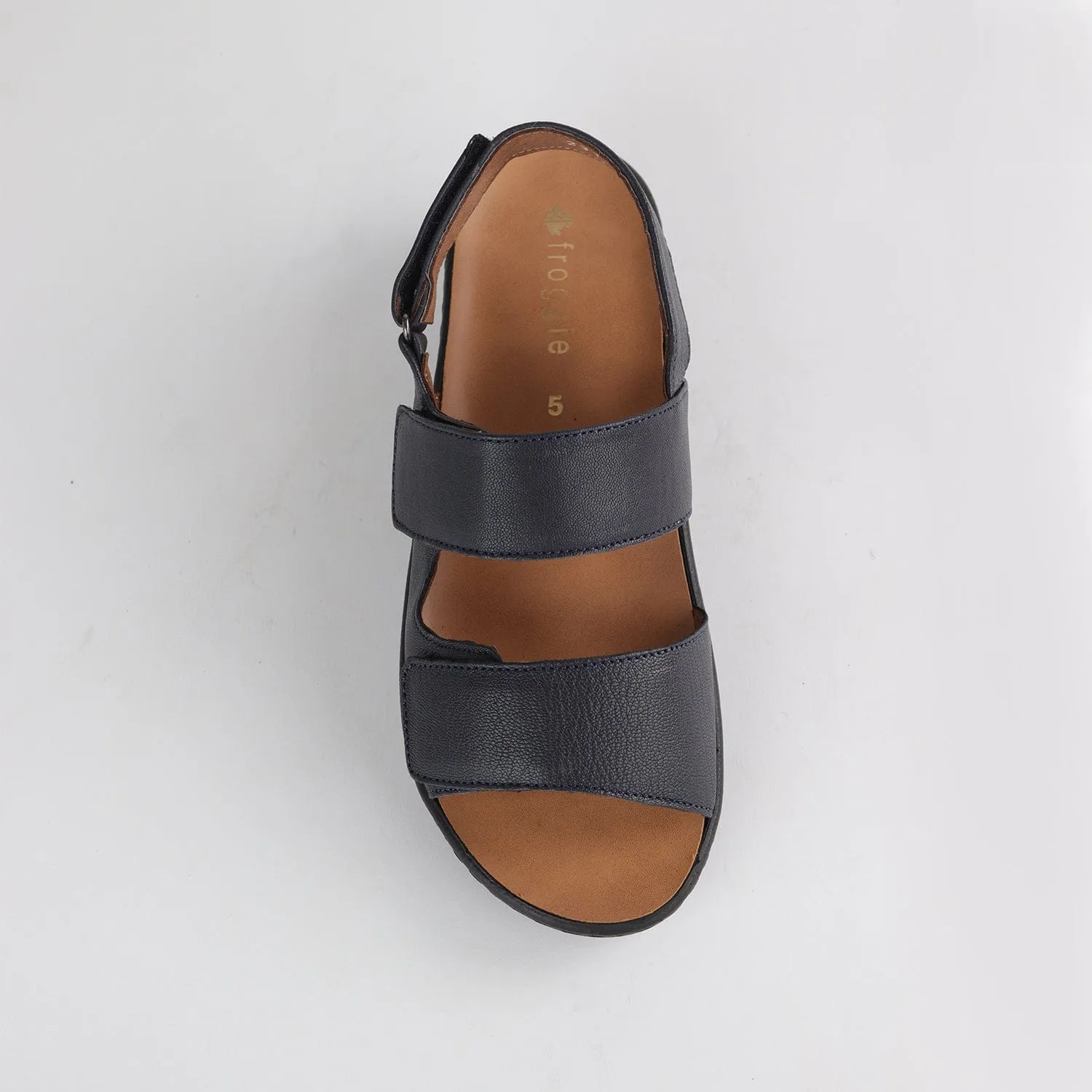 Double Band Wedge Slingback Sandal with Removable Footbed in Navy - 12533