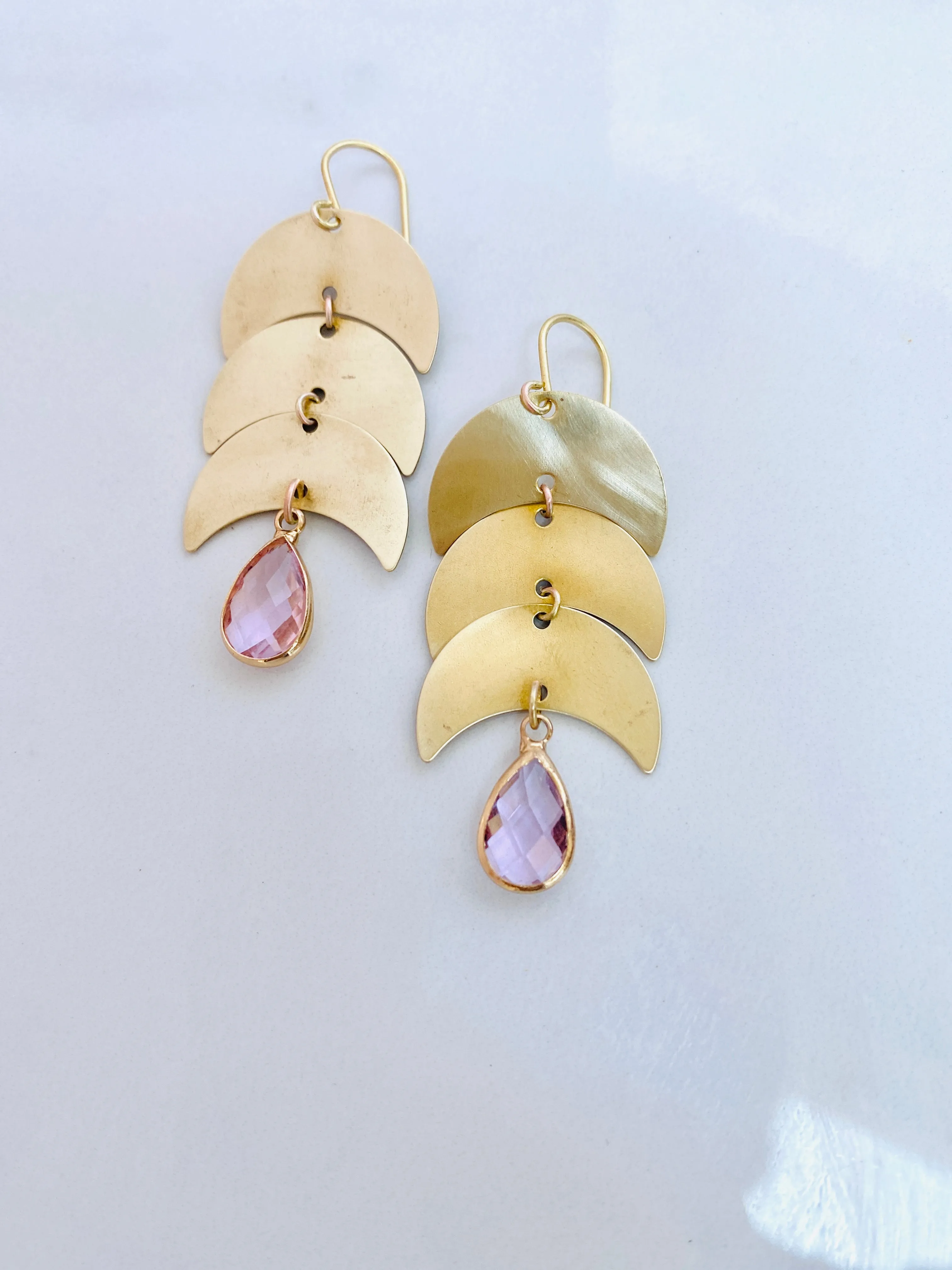 Dusty Rose Pink Moon Earrings