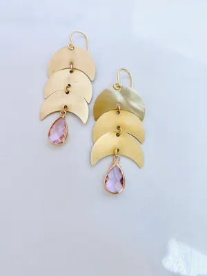 Dusty Rose Pink Moon Earrings