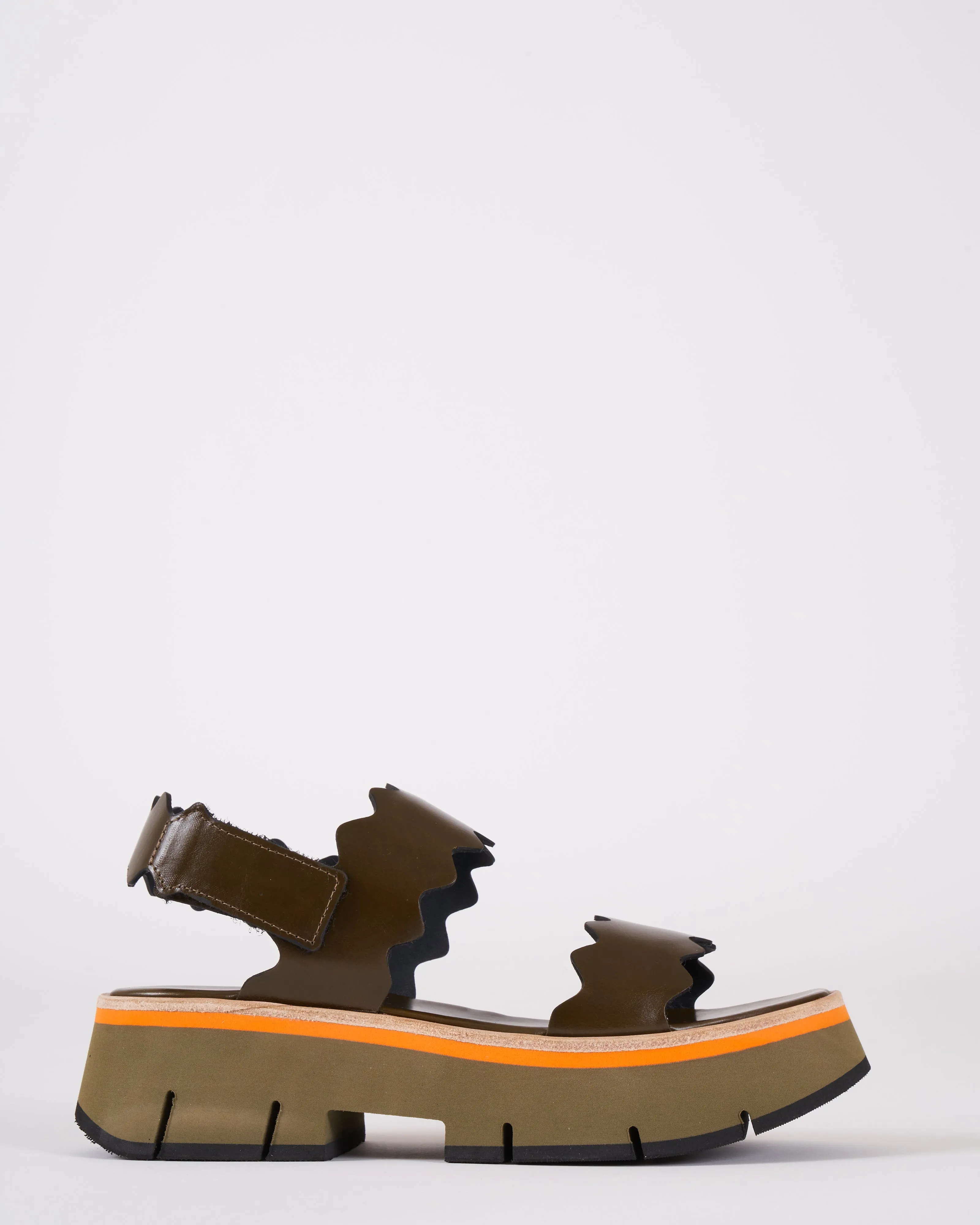 duyba two strap platform sandal - green leather