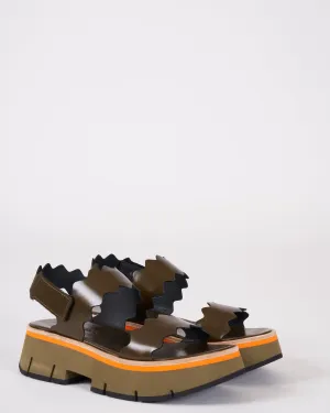 duyba two strap platform sandal - green leather