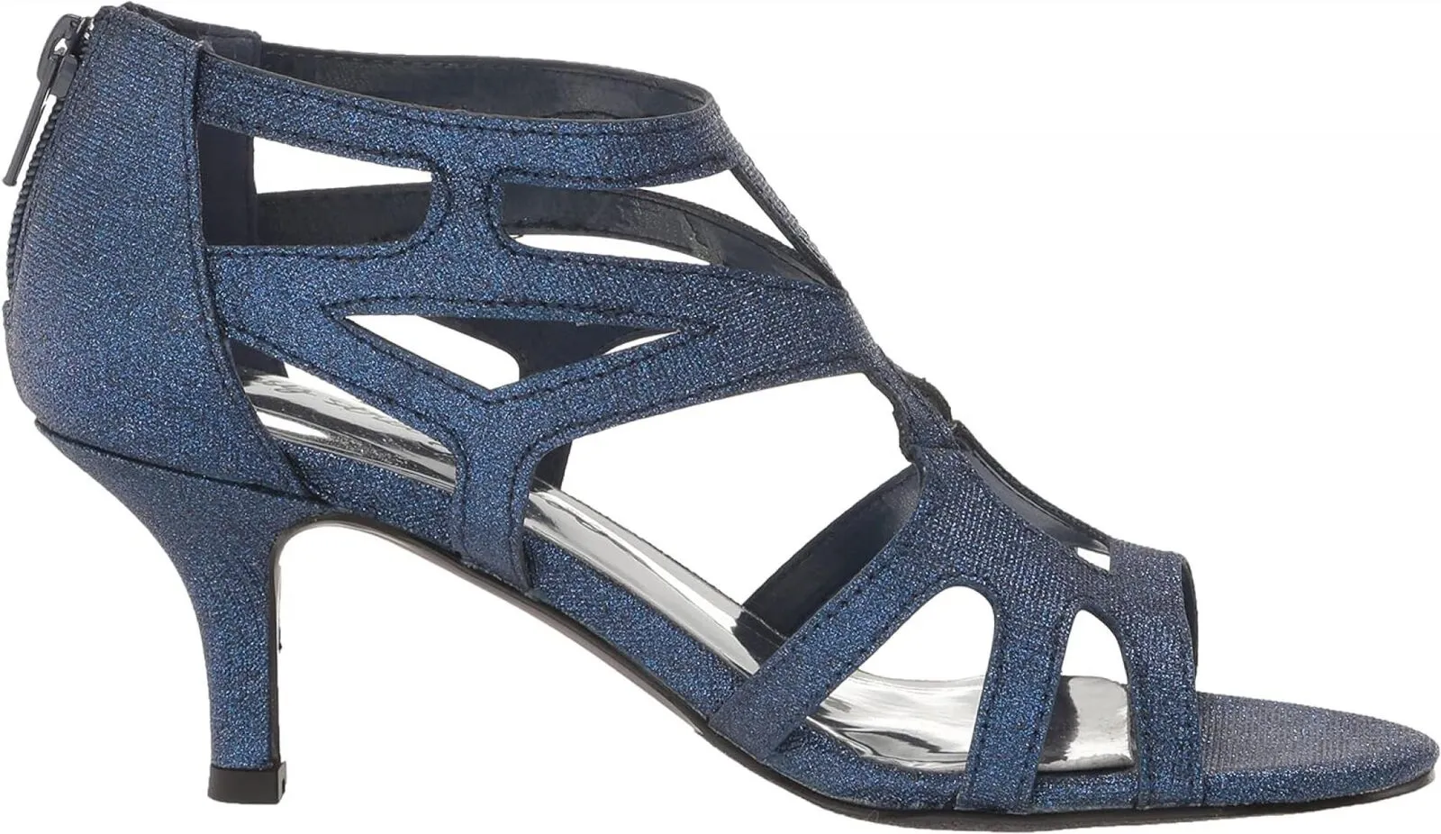 Easy Street Women's Flattery Heeled Glitter Heeled Sandal Navy Glitter Blue 6.5W