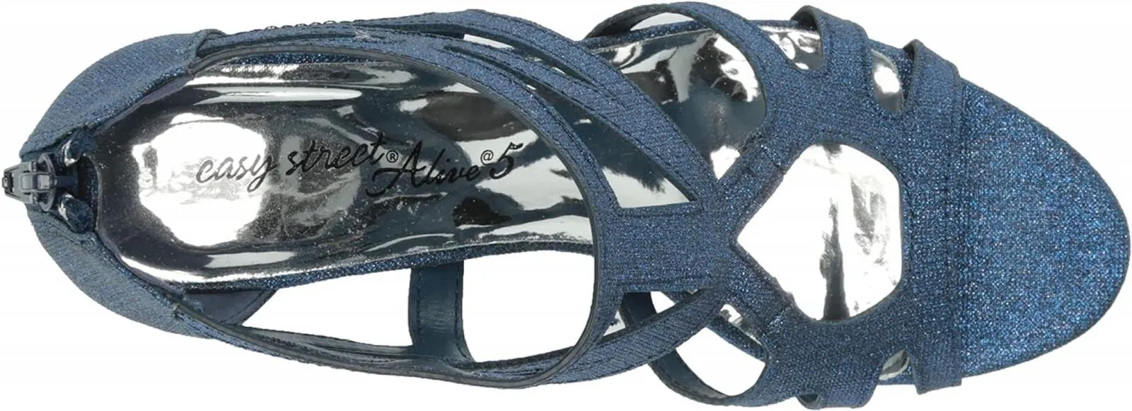Easy Street Women's Flattery Heeled Glitter Heeled Sandal Navy Glitter Blue 6.5W