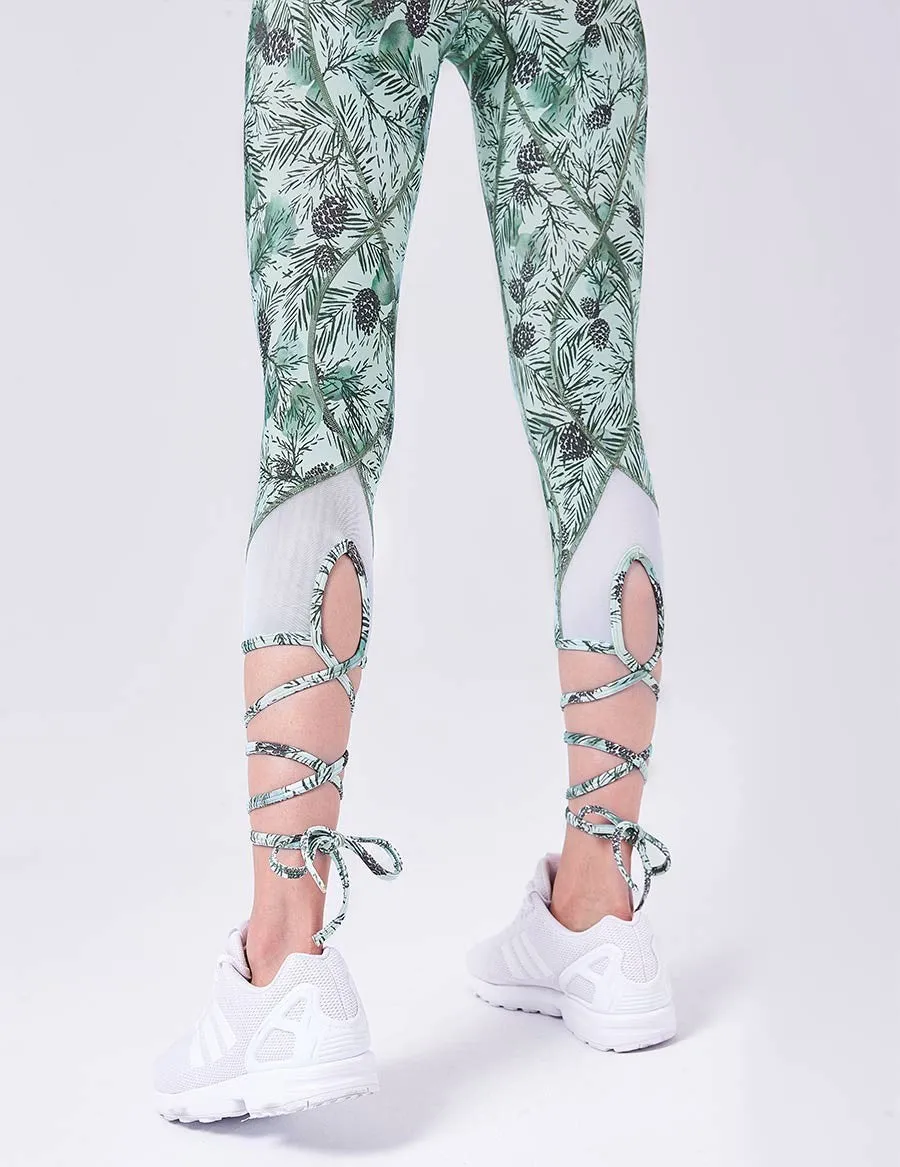 easyoga Lespiro Ballet Tie Leggings - F56 Pinecones Tree