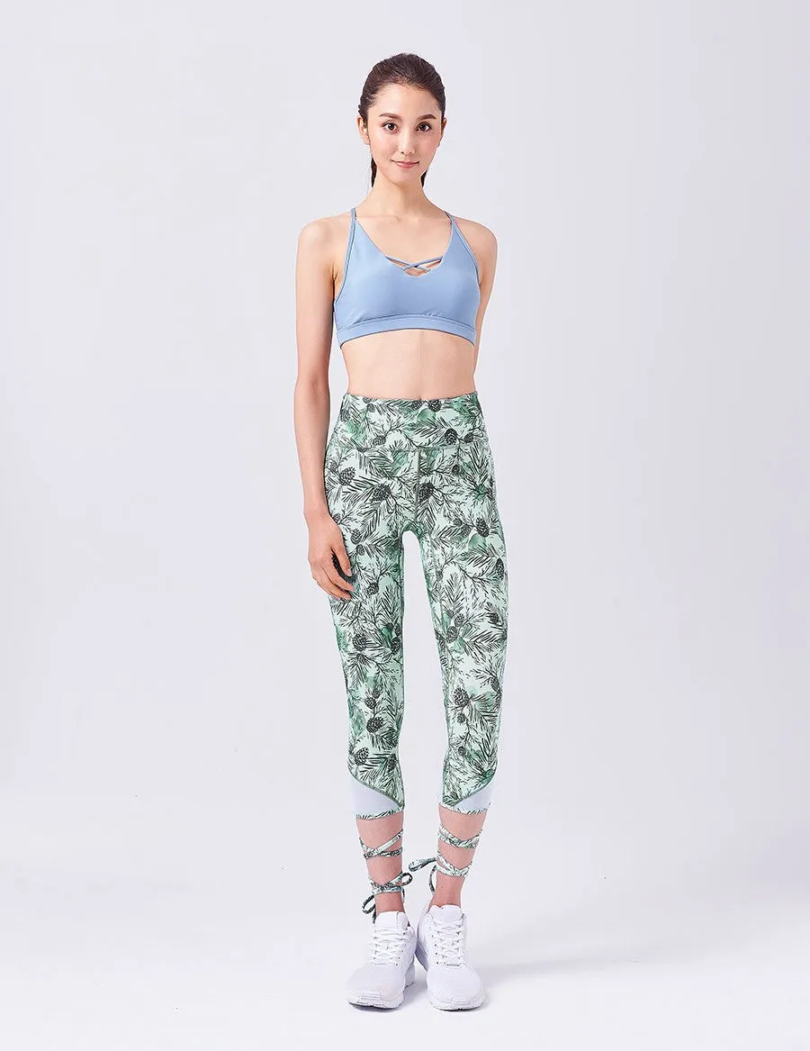 easyoga Lespiro Ballet Tie Leggings - F56 Pinecones Tree