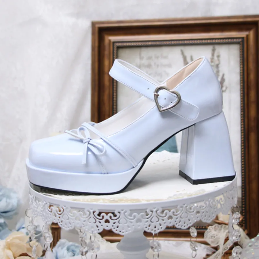 Elegant Square Toe Chunky High Heel Lolita Shoes S22459