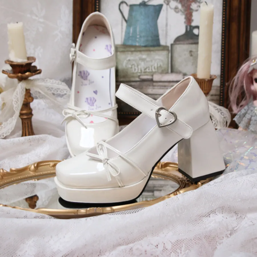 Elegant Square Toe Chunky High Heel Lolita Shoes S22459