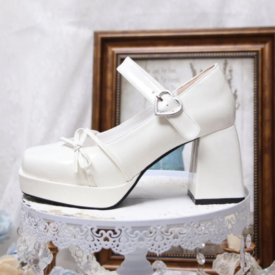 Elegant Square Toe Chunky High Heel Lolita Shoes S22459