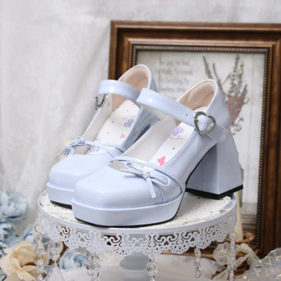 Elegant Square Toe Chunky High Heel Lolita Shoes S22459