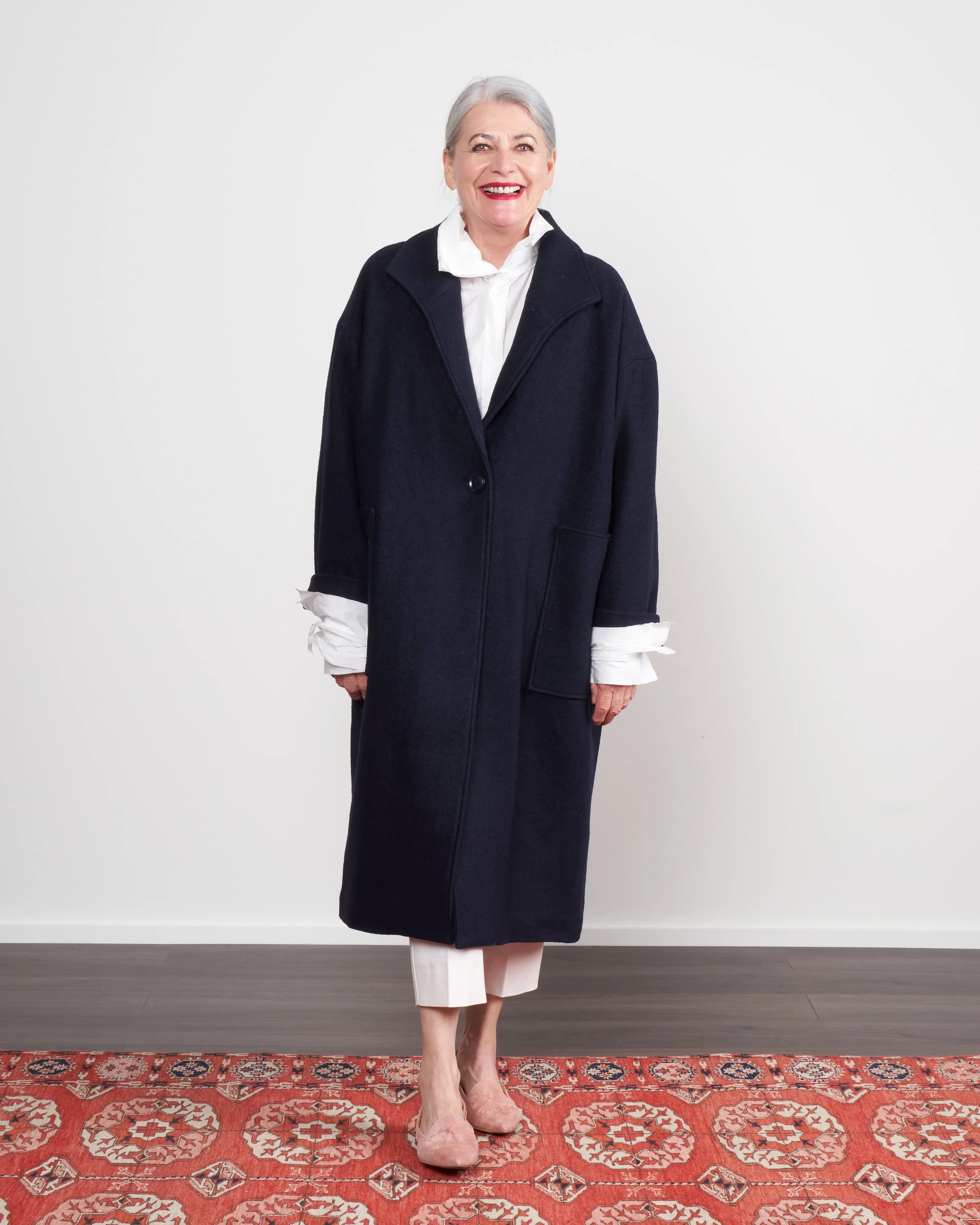 fall wool coat - navy