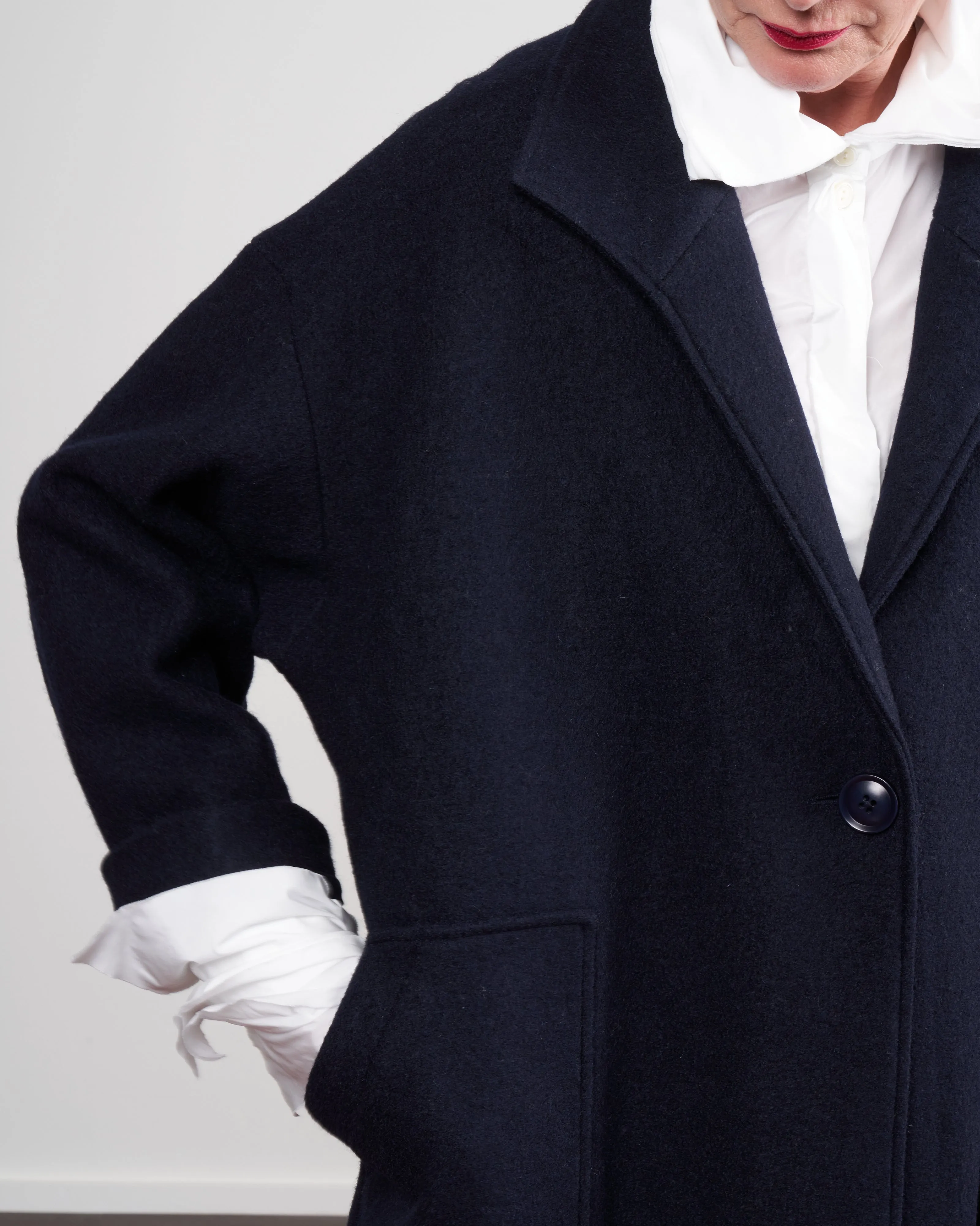 fall wool coat - navy
