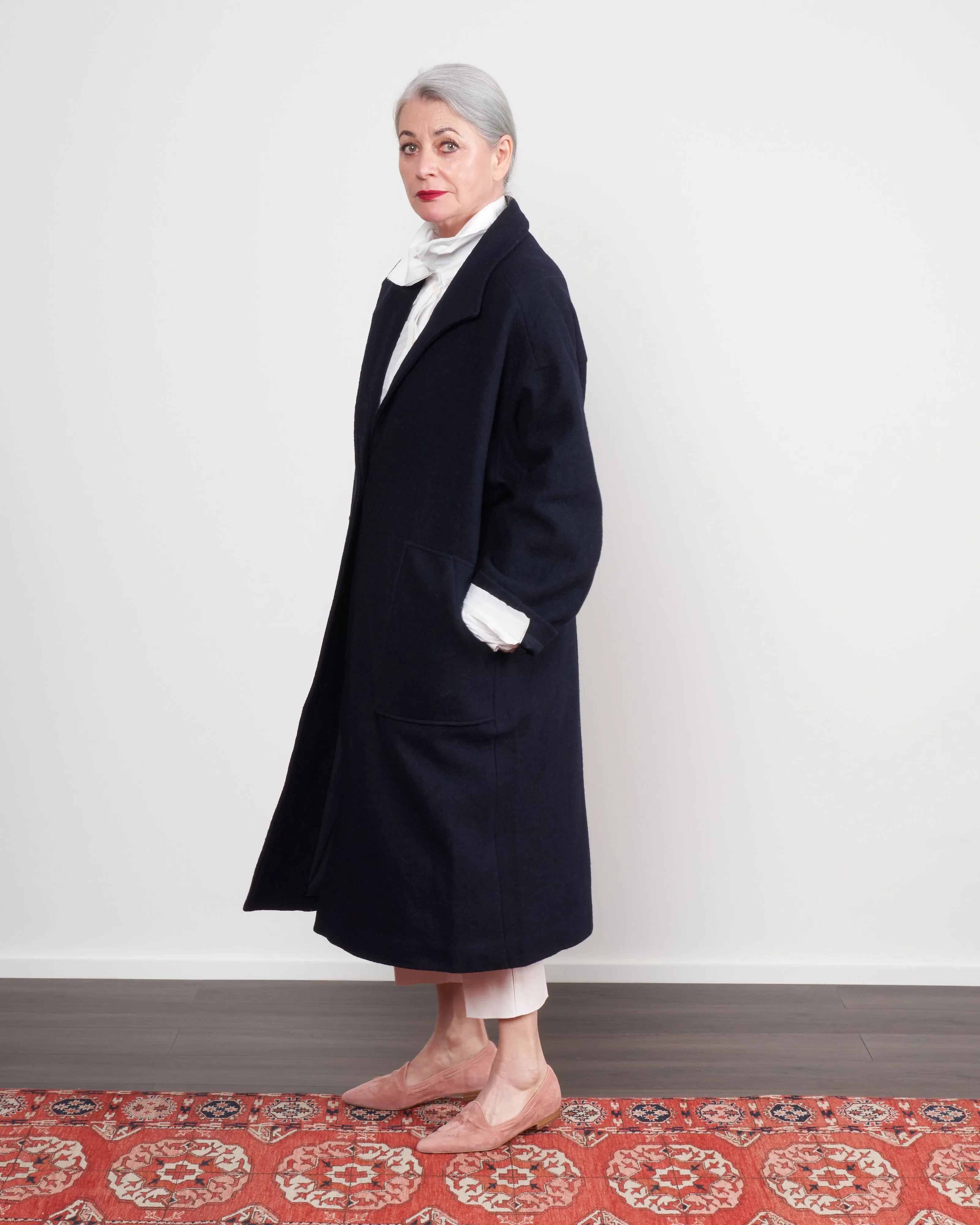fall wool coat - navy
