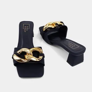 Fanny black mule