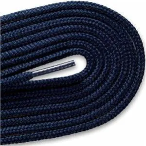 Fashion Thin Round Dress 1/8" Laces Custom Length with Tip - Navy (1 Pair Pack) Shoelaces