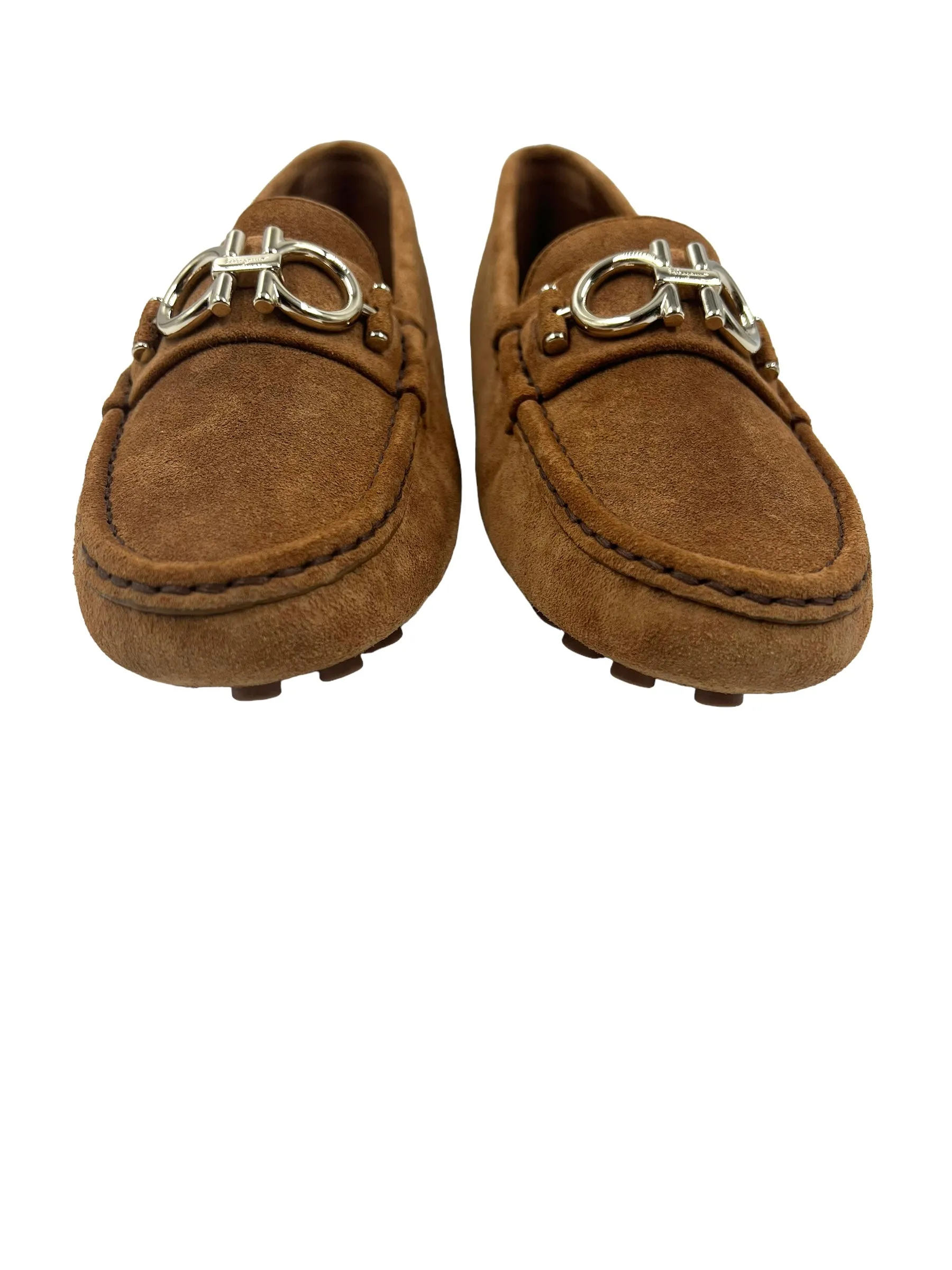 Ferragamo Size 7.5C Tan Suede Berra Drivers