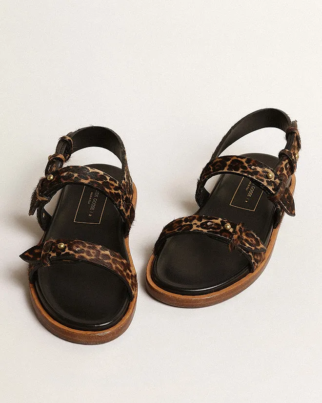 flat sandal leopard horsy - beige brown leopard