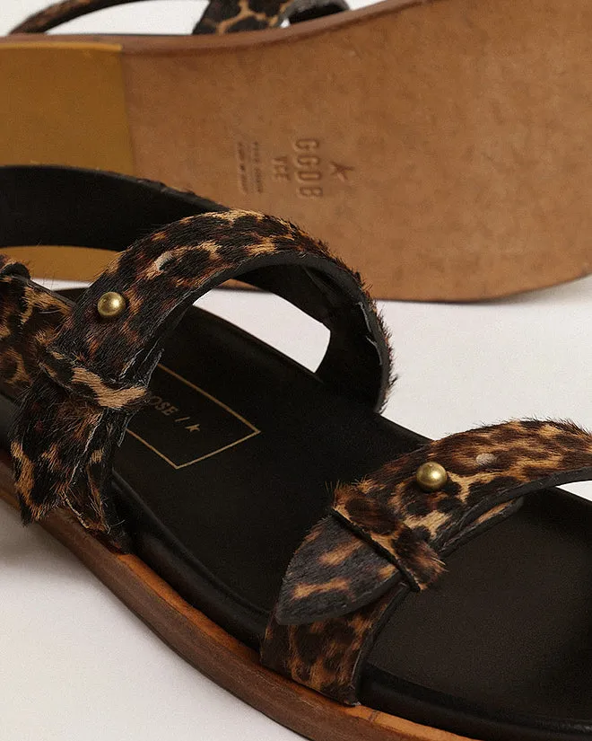 flat sandal leopard horsy - beige brown leopard