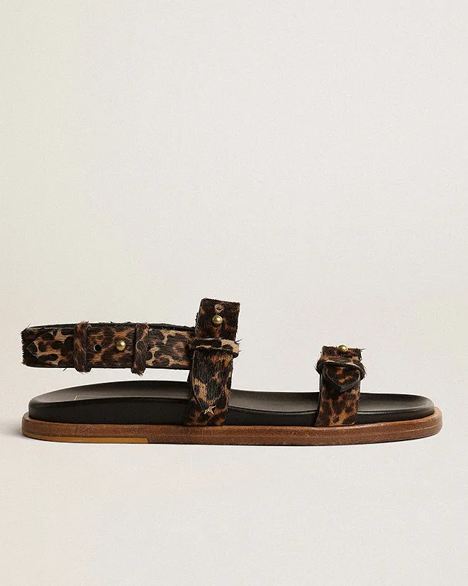 flat sandal leopard horsy - beige brown leopard