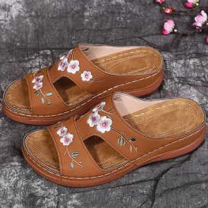Floral Peep Toe Retro Sandals