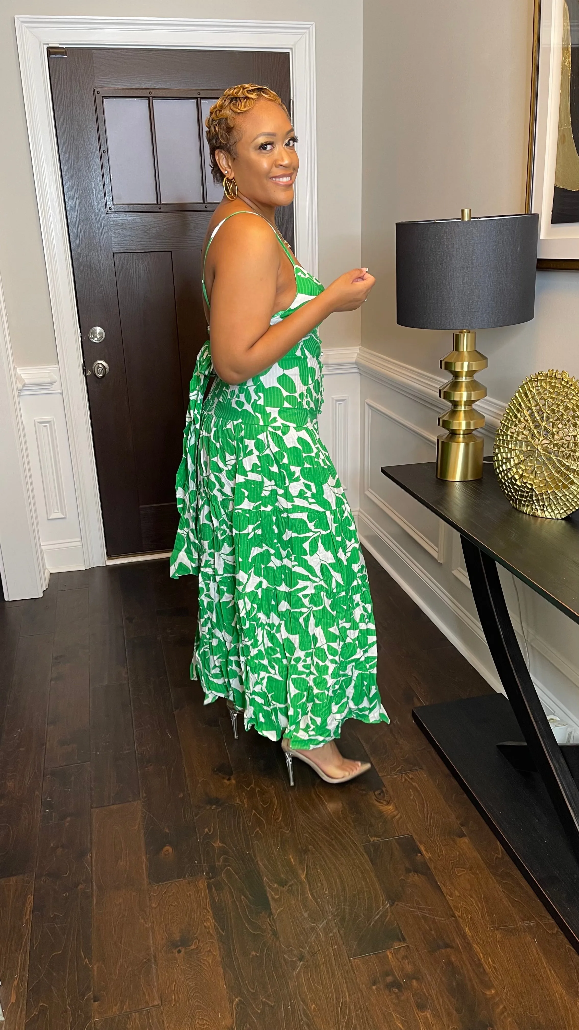 Floral Print Maxi Dress - Green