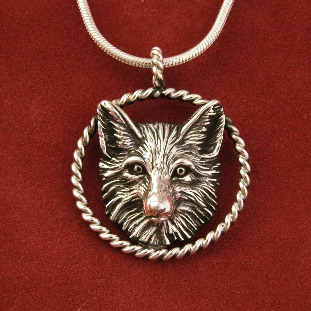 Fox Circle Rope Silver Silver Pendant Necklace by Jane Heart